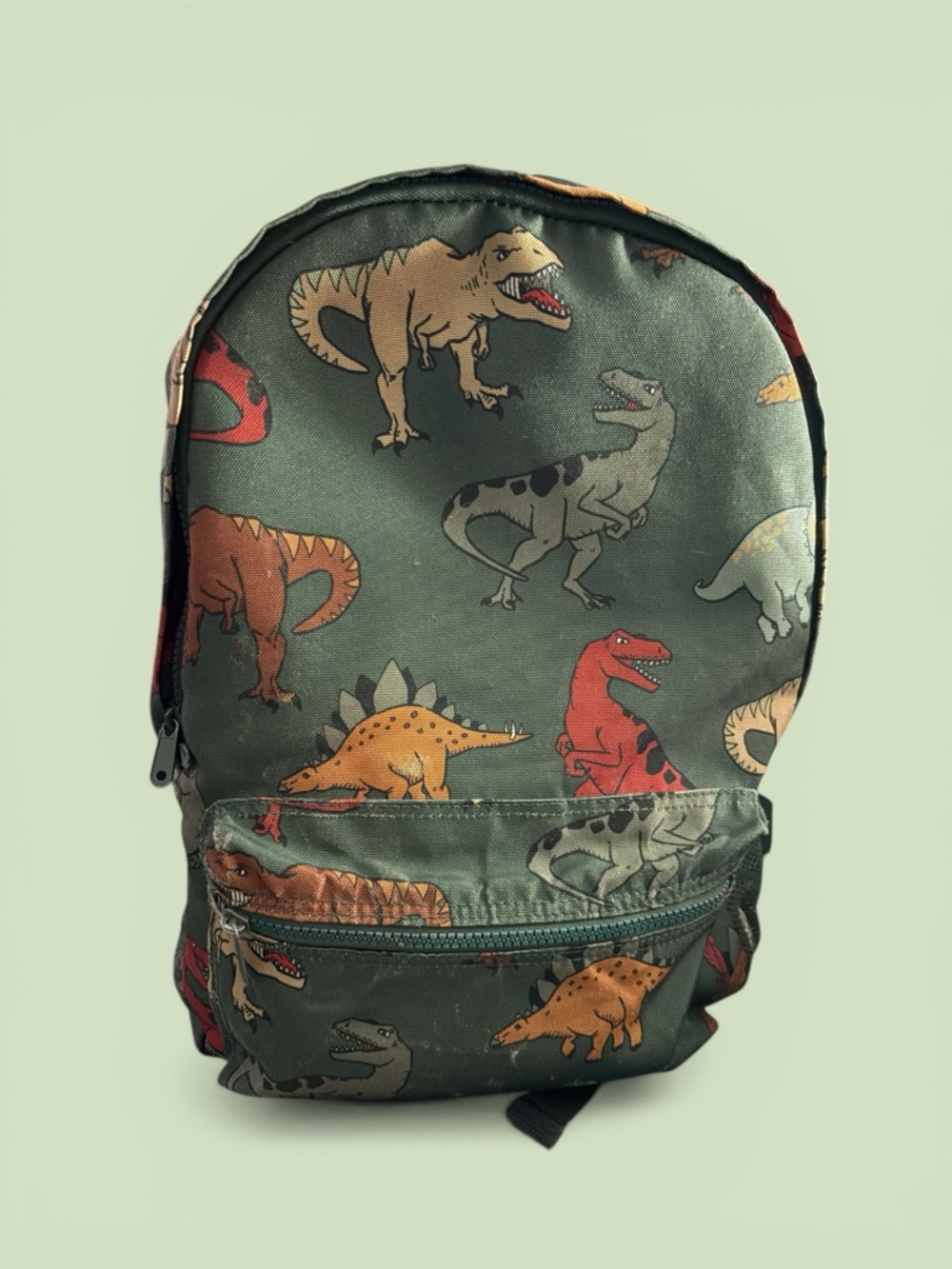 H&M Olive Green Dinosaur Print Kids Backpack